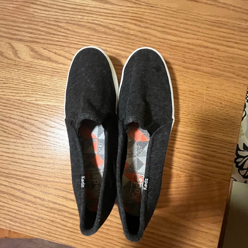 Keds Black Slip-On Sneakers with Patterned Insole